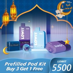 Elf Bar Lietuva - ELFBAR LOWIT 5500 iš anksto užpildytas ankšties rinkinys mėlynių ledų 6VDNX359