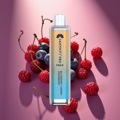 Hayati Pro Max 4000 Pūsų Disposable Vape Mėlynųjų Serbentų Vyšnių Spanguolių, 1400mAh, 2ml