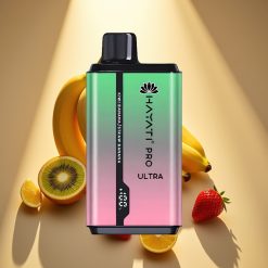 Hayati Pro Ultra 15000 Puffs Disposable Vape Kiwi Bananas Braškės Bananas 15000+ Pruksių, 850mAh, 2×12ml, 2% Nikotino