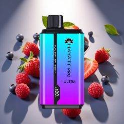 Hayati Pro Ultra 15000 Puffs Disposable Vape Mėlynųjų aviečių braškių mėta su avietėmis mėta, 850mAh, 2×12ml