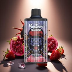 Vapsolo Super 15000 puffs - Juodasis ledo drakono vaisius su braškemis, 40ml, 850mAh, Type-C